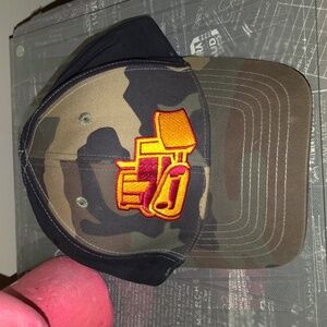 CAT Embroidered Bulldozer Camo Snapback Kid's Hat Cap